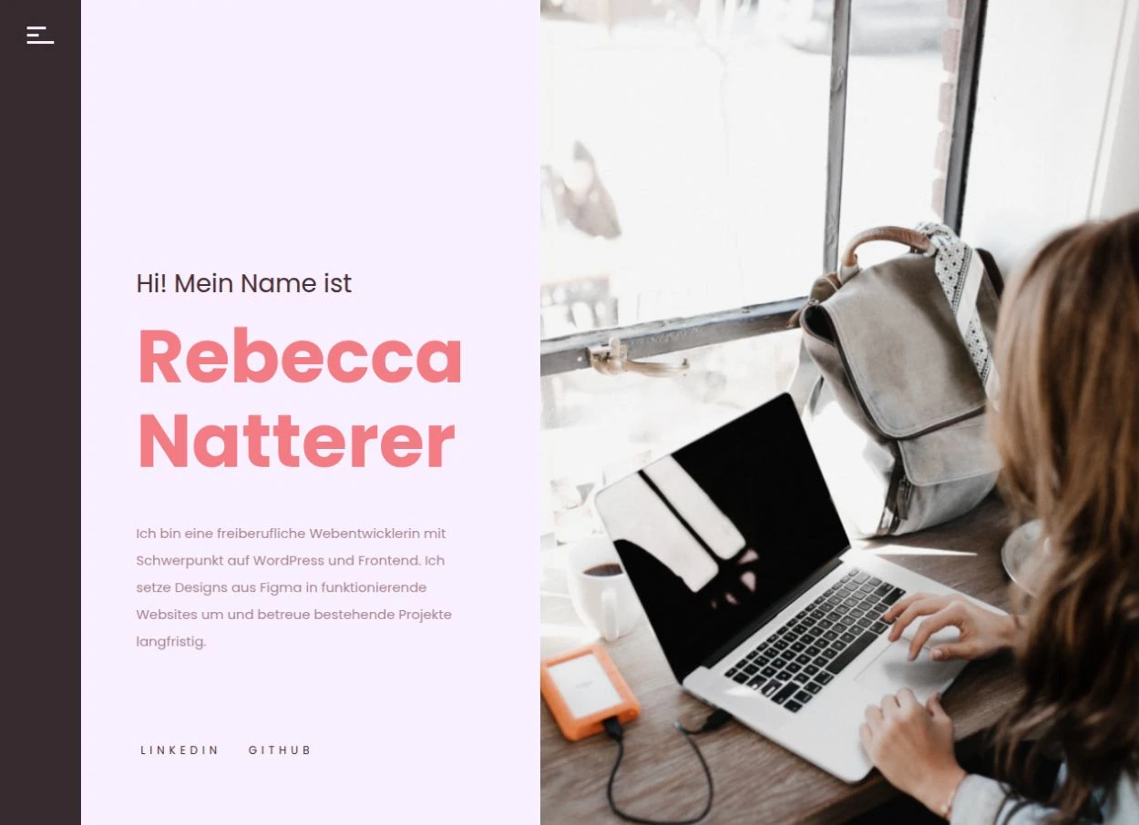 Aktuelle natterer.tech-Website mit Vorstellung von Rebecca Natterer