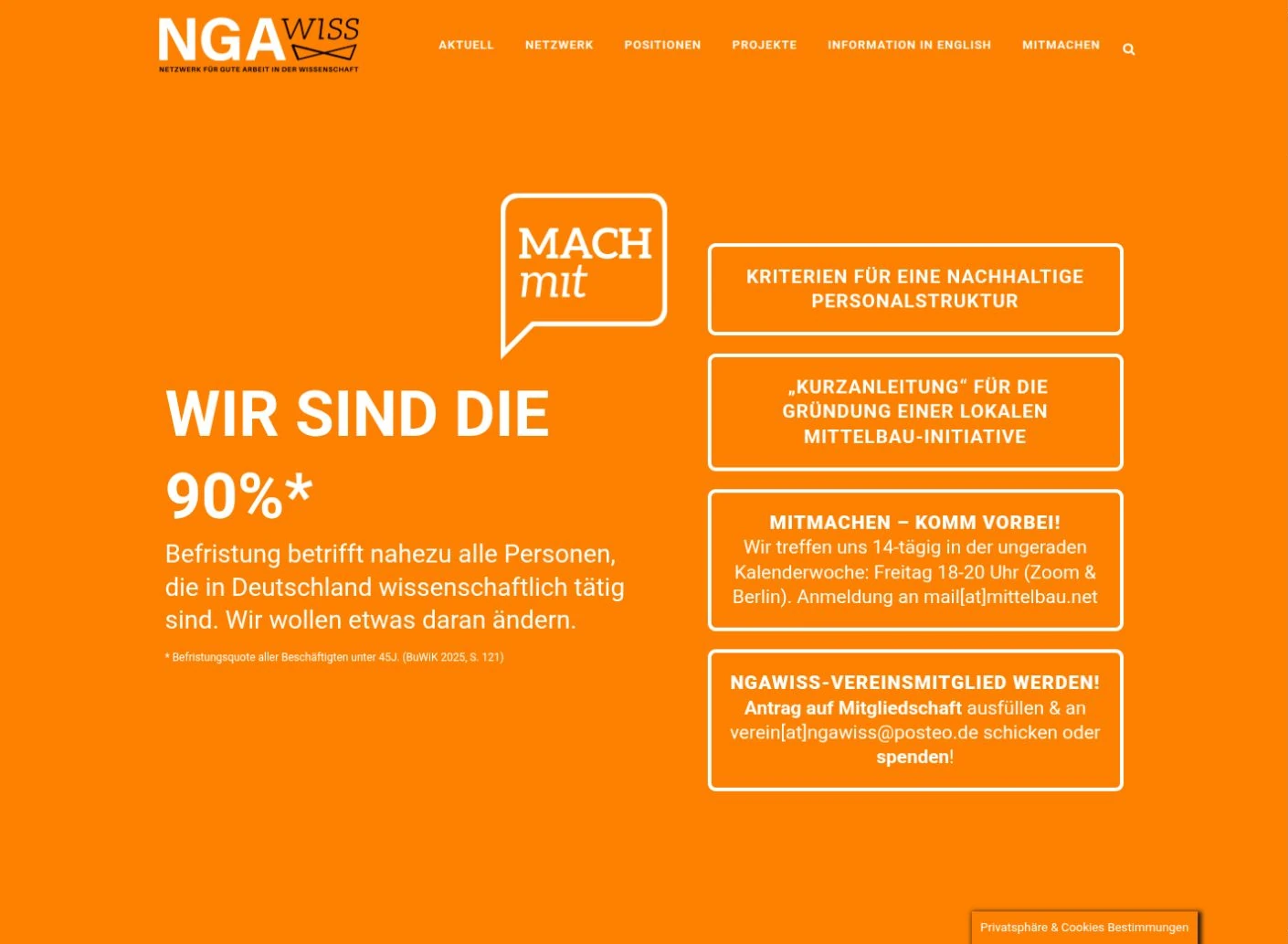 Startseite der NGAWiss-Website