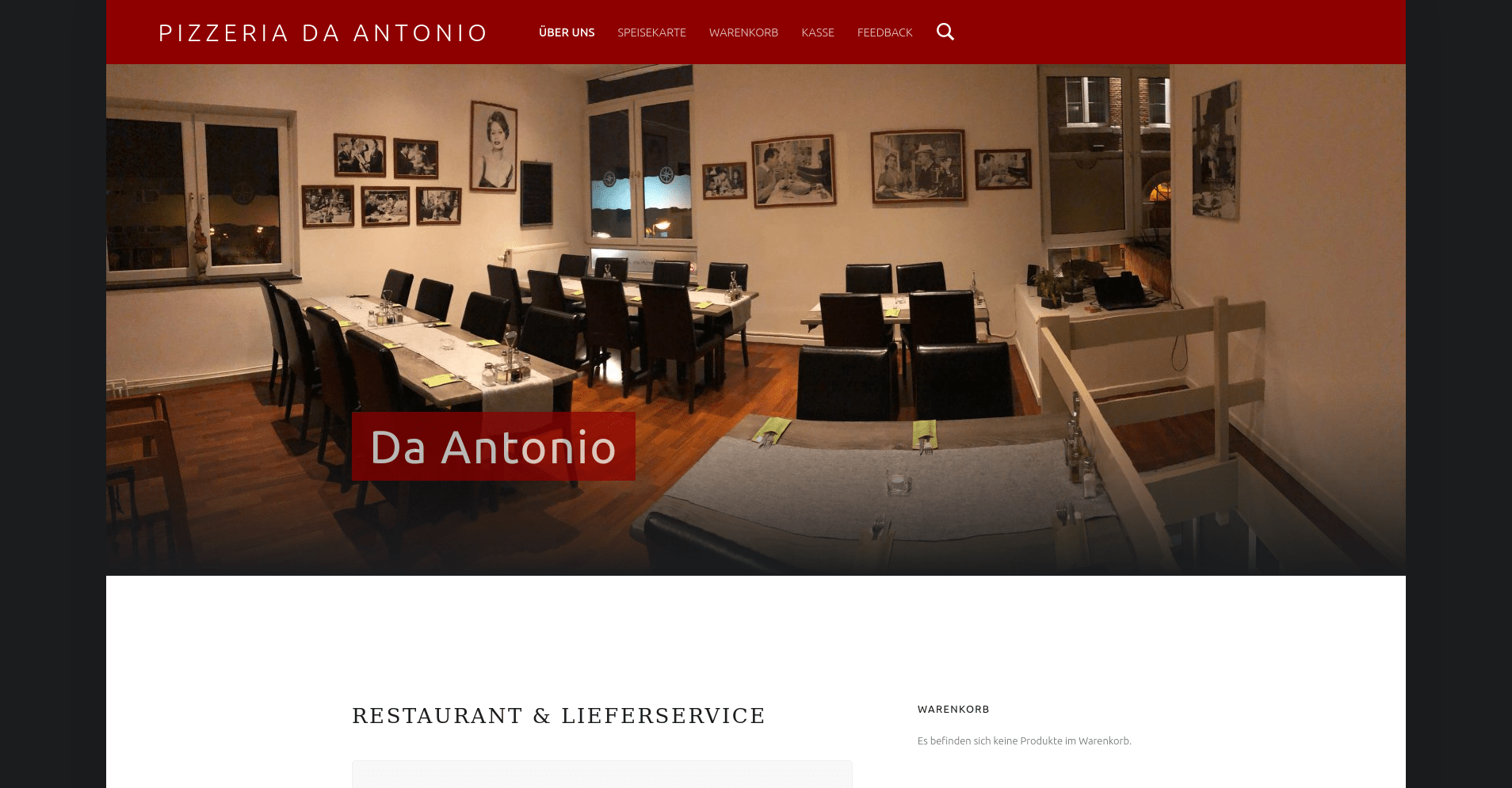 Startseite der Website des Restaurants Da Antonio