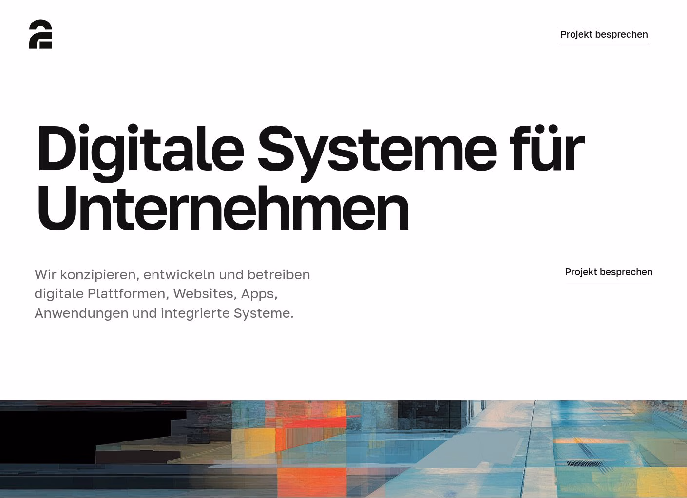 web2business-Website mit der Überschrift Digitale Systeme für Unternehmen
