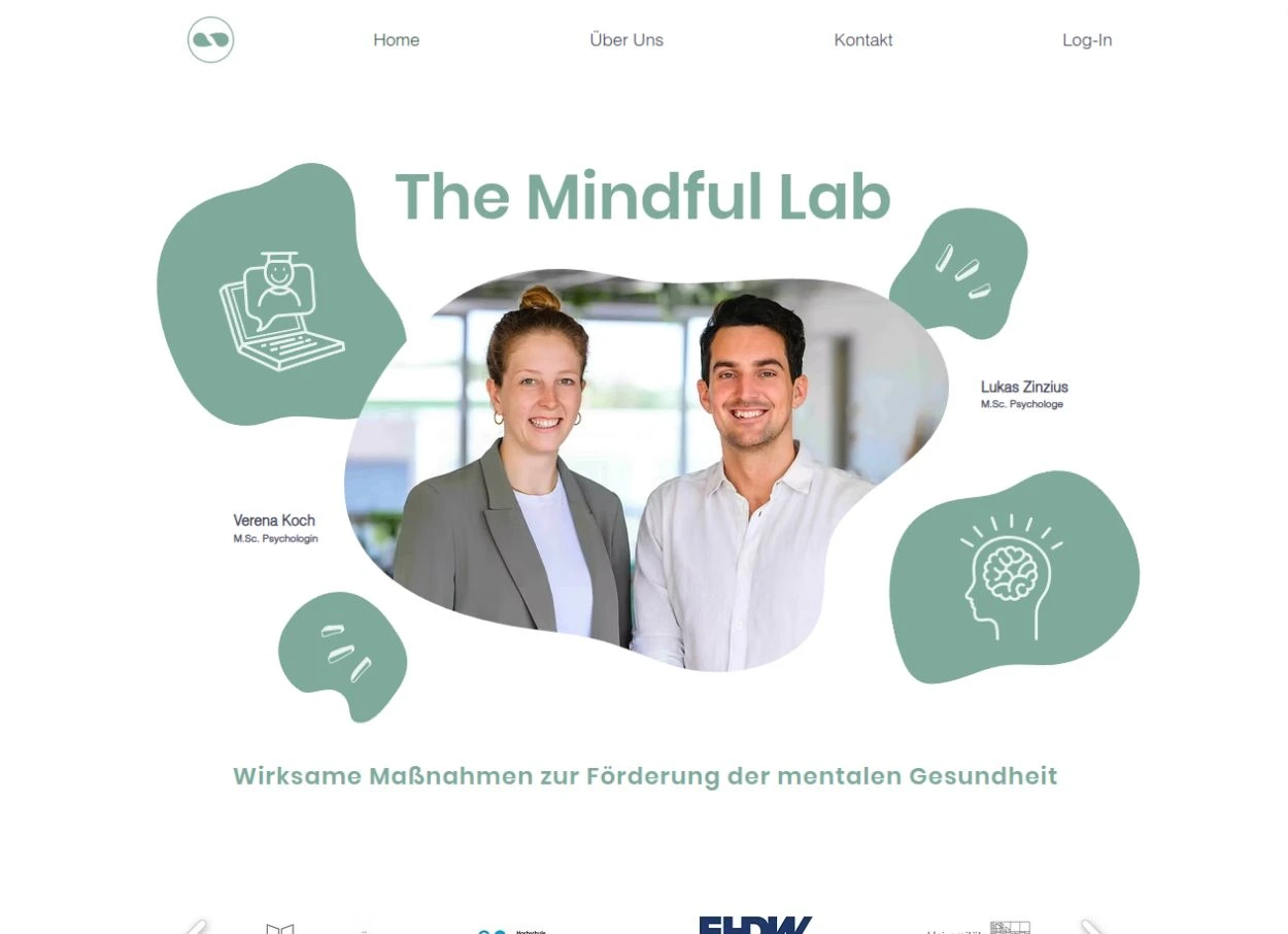 The Mindful Lab: grüne Gestaltung und Portrait von Verena Koch und Lukas Zinzius