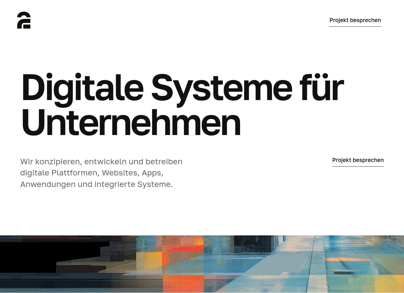 web2business website with the heading Digital systems for businesses